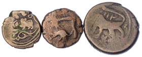LOTS - Sammlungen allgemein - 
3 orientalische Kupfermünzen: Indien Ayodhya AE-Unit 3. Jh. n. Chr. (Mitch. ACW 4766), Afghanistan Fals AH 1295 (1878)...