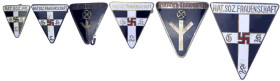 Orden und Ehrenzeichen - Deutschland - Drittes Reich, 1933-1945
6 Abzeichen: NS-Frauenschaft Mitgliedsabzeichen 4. Form (44 und 23 mm), 5. Form, 8. F...