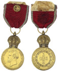 Orden und Ehrenzeichen - Brasilien - 
Ehrenmedaille mit Krone am Band 1852. Kampagnen in Uruguay und Buenos Aires. 30 mm. Bronze, vergoldet. sehr sch...