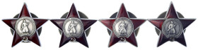 Orden und Ehrenzeichen - Russland - Sowjetunion, 1917-1991
4 X Orden des Roten Sterns (verliehen ab 1935). sehr schön/vorzüglich Klenau 7391. Herfurt...
