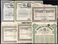 Varia - Historische Wertpapiere - Mexiko
6 Wertpapiere der Jahre 1909, 1910 (beide Eisenbahn), 1910 und 1921 (beides Goldminen), 2 X 1923 (beides Ber...