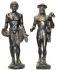 Varia - Skulpturen und Plastiken - 
2 antikisierende Bronzeskulpturen: archaischer Hirte mit Ziege. Höhe 24,5 cm. Stehender Jüngling mit Schale. Höhe...