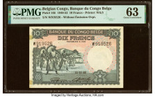 Belgian Congo Banque du Congo Belge 10 Francs 11.11.1948 Pick 14E PMG Choice Uncirculated 63. Previous mounting. HID09801242017 © 2022 Heritage Auctio...