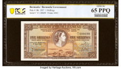 Bermuda Bermuda Government 5 Shillings 1.5.1957 Pick 18b PCGS Banknote Gem UNC 65 PPQ. HID09801242017 © 2022 Heritage Auctions | All Rights Reserved