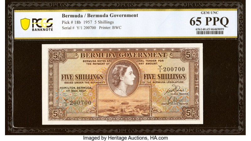 Bermuda Bermuda Government 5 Shillings 1.5.1957 Pick 18b PCGS Banknote Gem UNC 6...