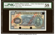 Bolivia Banco Central 500 Bolivianos 20.7.1928 Pick 134cts Color Trial Specimen PMG Choice About Unc 58. Previous mounting and four POCs. HID098012420...