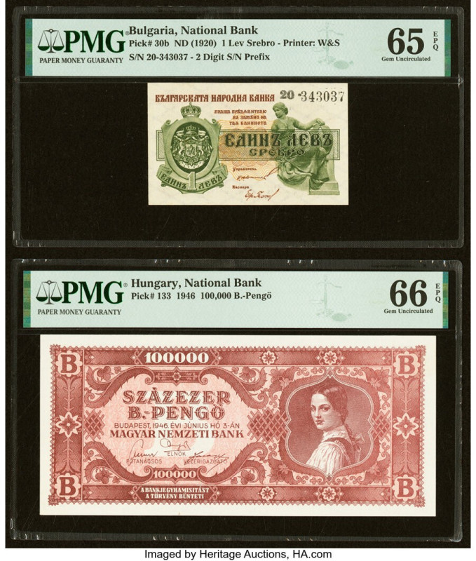 Bulgaria Bulgaria National Bank 1 Lev Srebro ND (1920) Pick 30b PMG Gem Uncircul...