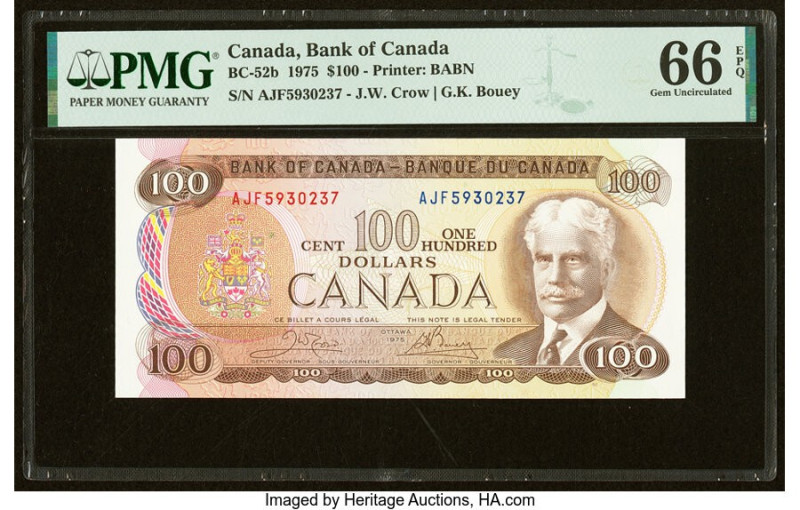 Canada Bank of Canada $100 1975 BC-52b PMG Gem Uncirculated 66 EPQ. HID098012420...