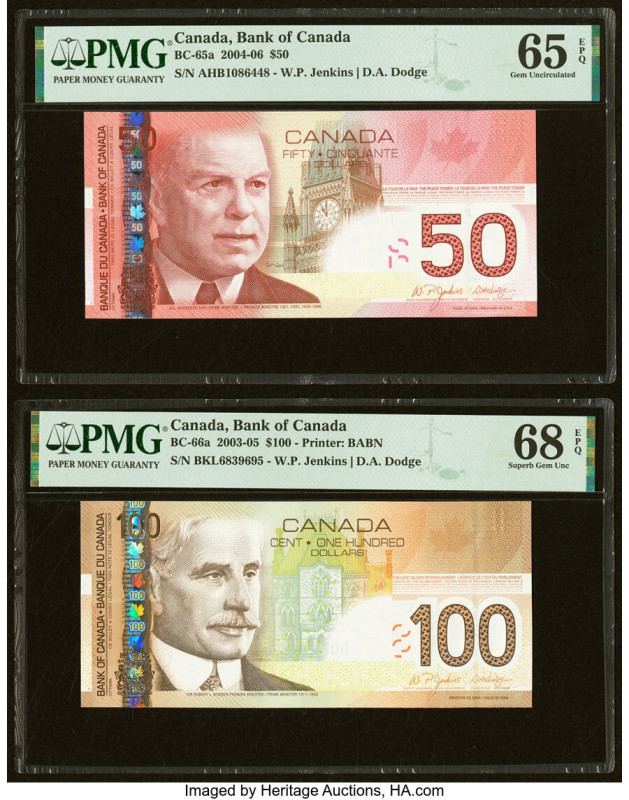 Canada Bank of Canada $50; 100 2004-06; 2003-05 BC-65a; BC-66a Two Examples PMG ...