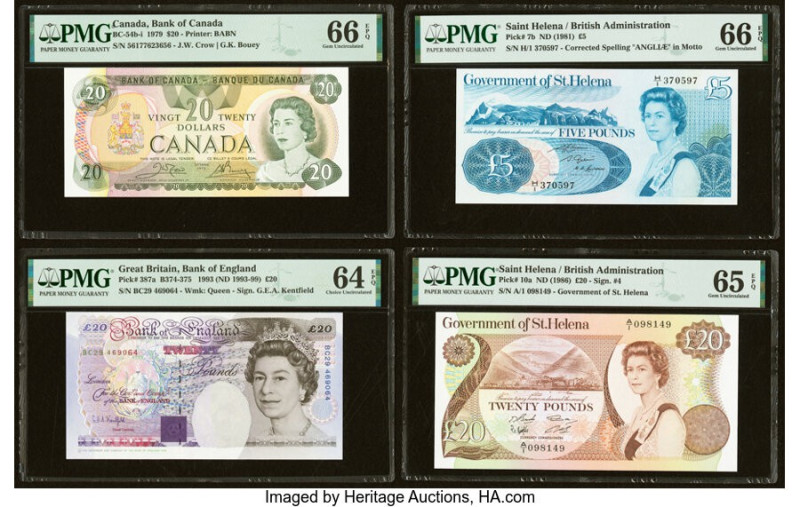 Canada, Great Britain & Saint Helena Group Lot of 4 Examples. Canada Bank of Can...