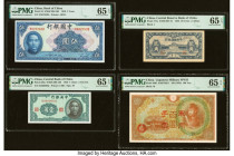 China Group Lot of 4 Graded Examples. China Bank of China 5; 1Chiao = 10 Cents Yuan 1940 Pick 84; 226a Two Examples PMG Gem Uncirculated 65 EPQ (2); C...