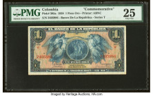 Colombia Banco de la Republica 1 Peso Oro 6.8.1938 Pick 385a Commemorative PMG Very Fine 25. HID09801242017 © 2022 Heritage Auctions | All Rights Rese...