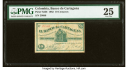 Colombia Banco De Cartagena 10 Centavos 1.1.1882 Pick S336 PMG Very Fine 25. A tear is noted on this example. HID09801242017 © 2022 Heritage Auctions ...