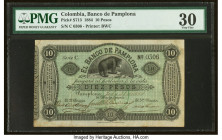 Colombia Banco de Pamplona 10 Pesos 1884 Pick S713 PMG Very Fine 30. HID09801242017 © 2022 Heritage Auctions | All Rights Reserved