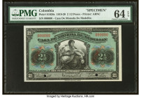 Colombia Casa de Moneda de Medellin 2 1/2 Pesos 1919 Pick S1026s Specimen PMG Choice Uncirculated 64 EPQ. Two POCs are noted on this example. HID09801...