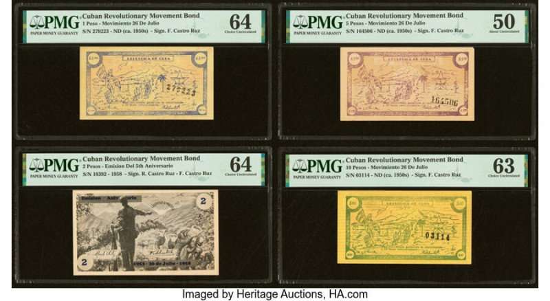 Cuba Revolutionary movement Bond 1; 2; 5; 10 Pesos ND (ca. 1950s) Pick UNL Four ...