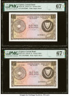 Cyprus Central Bank of Cyprus 1 Pound 1.5.1978 Pick 43c Two Consecutive Examples PMG Superb Gem Unc 67 EPQ. HID09801242017 © 2022 Heritage Auctions | ...