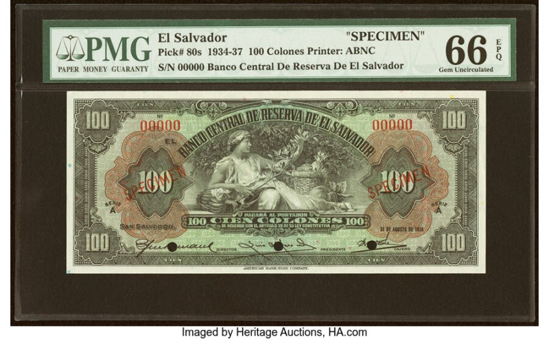 El Salvador Banco Central de Reserva de El Salvador 100 Colones 31.8.1934 Pick 8...