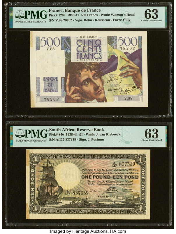 France Banque de France 500 Francs 12.9.1946 Pick 129a PMG Choice Uncirculated 6...
