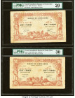 French Somaliland Banque de l'Indochine, Djibouti 100 Francs 2.1.1920 Pick 5 PMG Very Fine 30; Very Fine 25; Very Fine 20. Toning, tears, minor rust a...