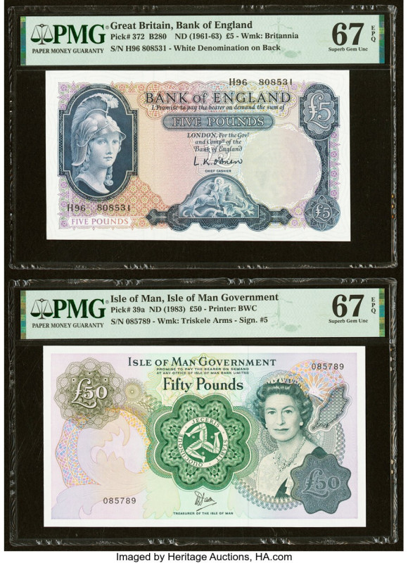 Great Britain Bank of England 5 Pounds ND (1961-63) Pick 372 PMG Superb Gem Unc ...