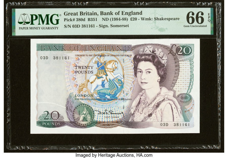 Great Britain Bank of England 20 Pounds ND (1984-88) Pick 380d PMG Gem Uncircula...