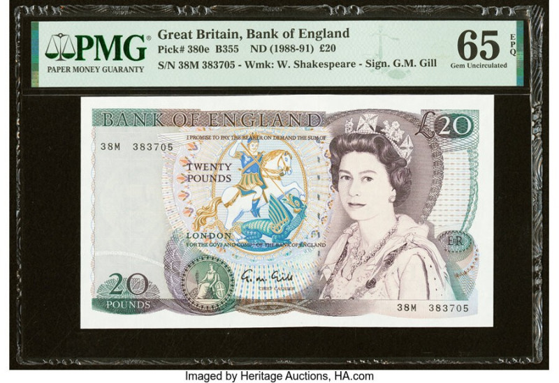 Great Britain Bank of England 20 Pounds ND (1988-91) Pick 380e PMG Gem Uncircula...