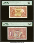 Malaya Board of Commissioners of Currency 20; 50 Cents 1941 (ND 1945); 1941 Pick 9b; 10b Two Examples KNB9a PMG Choice Uncirculated 63 EPQ (2). HID098...