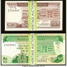 Mauritius Bank of Mauritius 5; 10 Rupees ND (1985) Pick 34; 35a Two Packs of 100 Examples Crisp Uncirculated. Mostly Uncirculated with signs of handli...