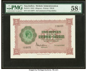 Seychelles Government of Seychelles 5 Rupees 7.4.1942 Pick 8 PMG Choice About Unc 58 EPQ. HID09801242017 © 2022 Heritage Auctions | All Rights Reserve...