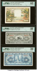 South Vietnam National Bank of Viet Nam 20; 100; 500 Dong ND (1956); (1955) (2) Pick 4a; 8a; 10a Three Examples PMG Choice Uncirculated 63; Extremely ...