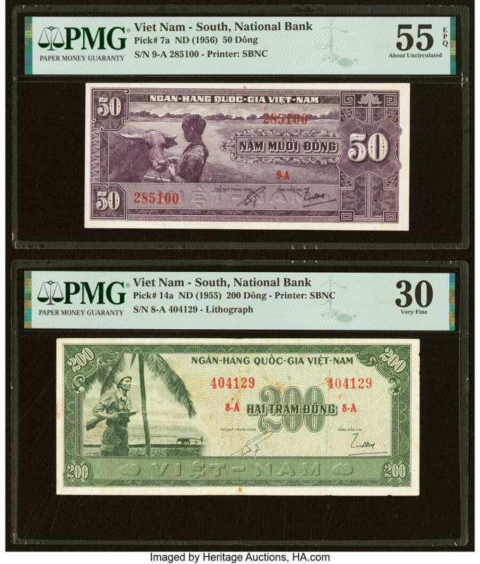 South Vietnam National Bank of Viet Nam 50; 200 Dong ND (1956); (1955) Pick 7a; ...