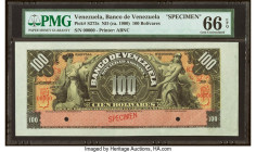 Venezuela Banco de Venezuela 100 Bolivares ND (ca. 1900) Pick S273s Specimen PMG Gem Uncirculated 66 EPQ. Two POCs. HID09801242017 © 2022 Heritage Auc...