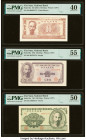 Vietnam National Bank of Viet Nam 10; 20; 50 Dong ND (1951) Pick 59a; 60a; 61a Three Examples PMG Extremely Fine 40; About Uncirculated 55; About Unci...