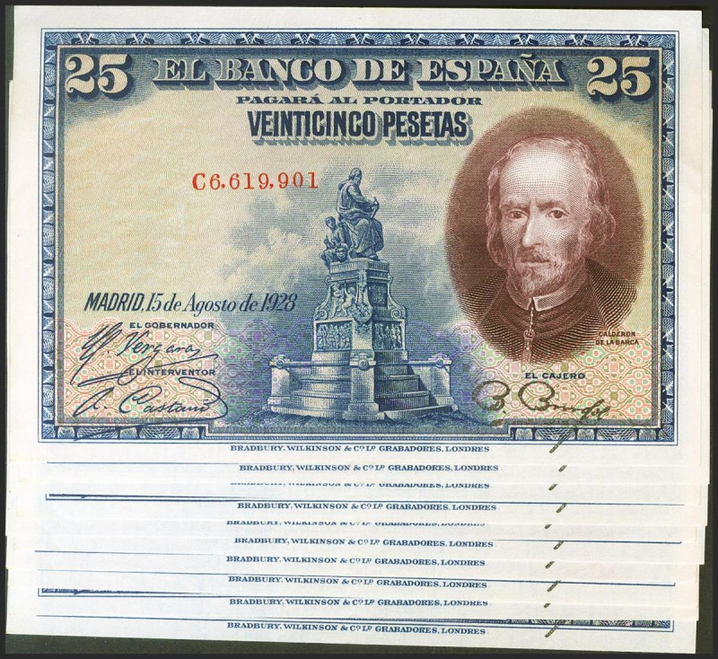 Precioso conjunto de 10 billetes correlativos de 25 Pesetas emitidos el 15 de Ag...