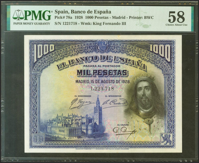 1000 Pesetas. 15 de Agosto de 1928. Sin serie. (Edifil 2021: 357, Pick: 78a). EB...