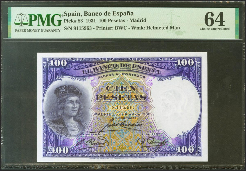 100 Pesetas. 25 de Abril de 1931. Sin serie. (Edifil 2021: 360). SC. Encapsulado...