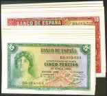 Conjunto de 10 billetes correlativos de 5 Pesetas y 10 Pesetas Certificado de Plata, emitidos en 1935 y ambos con las series B (Edifil 2021: 2021: 363...