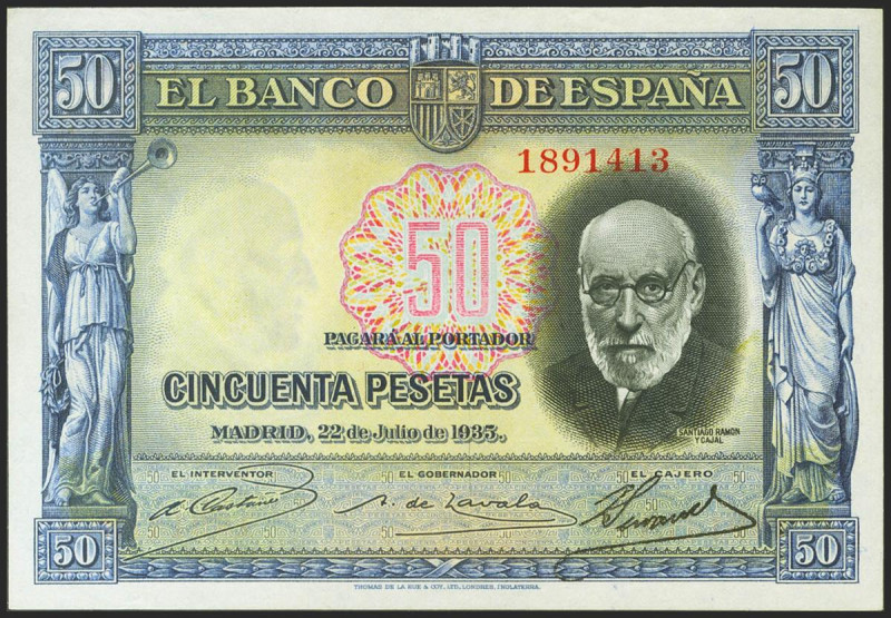 50 Pesetas. 22 de Julio de 1935. Sin serie, alterado químicamente. (Edifil 2021:...