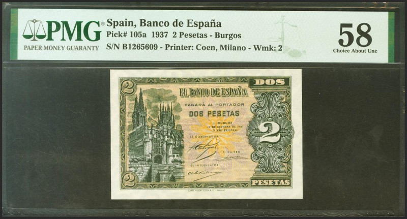 2 Pesetas. 12 de Octubre de 1937. Serie B. (Edifil 2021: 426a, Pick: 105a). EBC+...