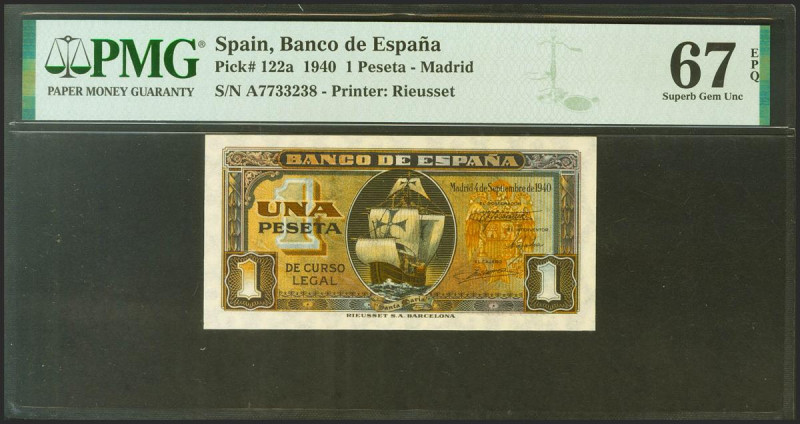 1 Peseta. 4 de Septiembre de 1940. Serie A. (Edifil 2021: 442a, Pick: 122a). Rar...