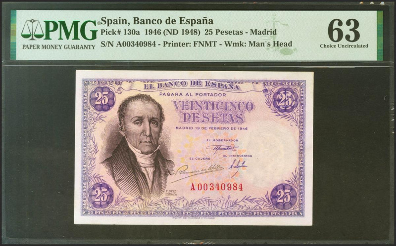 25 Pesetas. 20 de Febrero de 1946. Serie A. (Edifil 2021: 450a, Pick: 130a). SC....