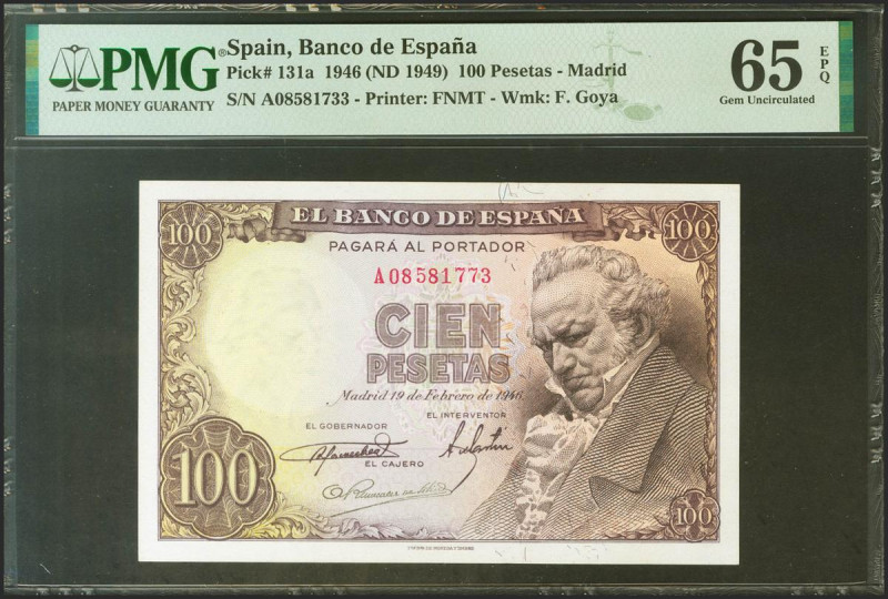 100 Pesetas. 19 de Febrero de 1946. Serie A. (Edifil 2021: 451a, Pick: 131a). Ra...