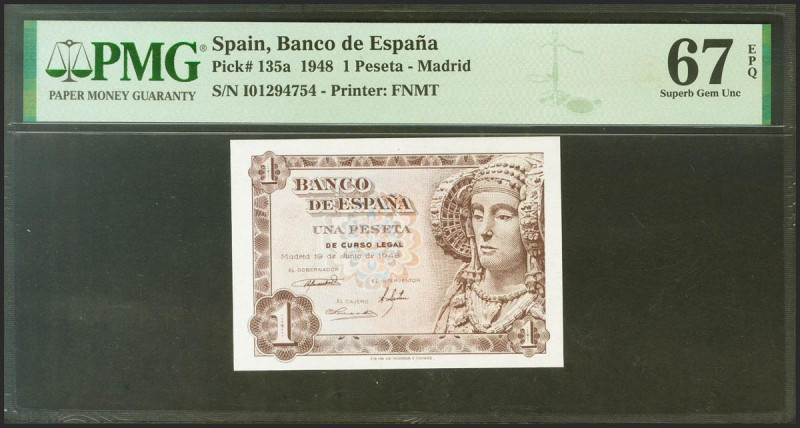 1 Peseta. 19 de Junio de 1948. Serie I. (Edifil 2021: 457a, Pick: 135a). Muy rar...