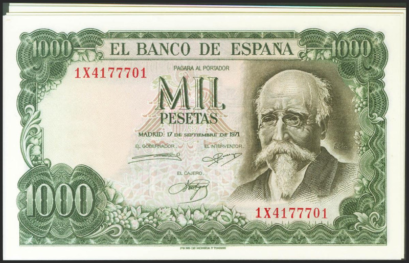 Conjunto de 10 billetes correlativos del 1000 Pesetas, emitidos el 17 de Septiem...