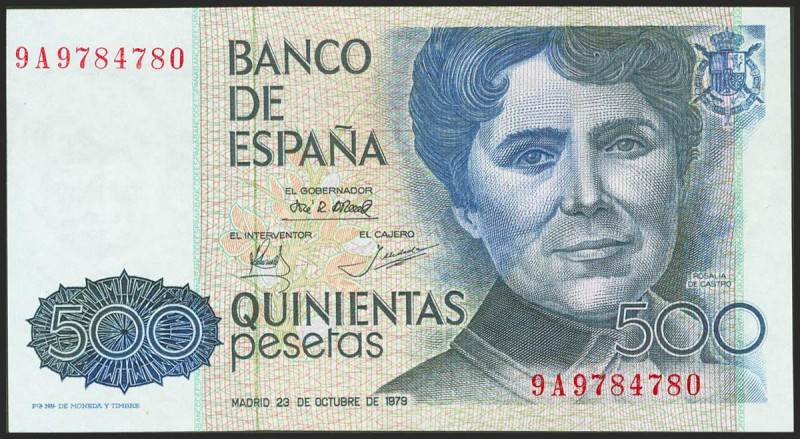 500 Pesetas. 23 de Octubre de 1979. Serie 9A, numeración especial. (Edifil 2017:...