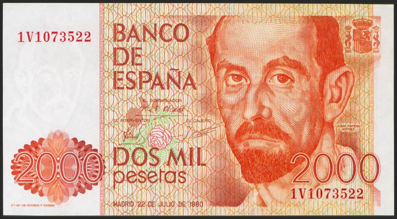 2000 Pesetas. 22 de Julio de 1980. Serie 1V. (Edifil 2021: 479a). SC.