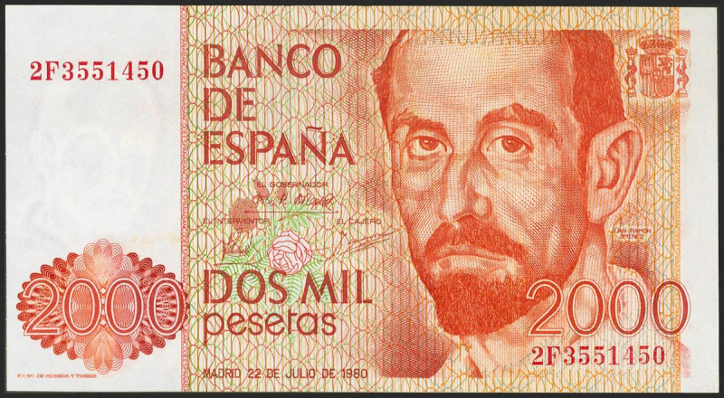 2000 Pesetas. 22 de Julio de 1980. Serie 2F. (Edifil 2021: 479a). SC-.