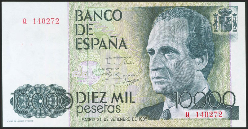 10000 Pesetas. 24 de Septiembre de 1985. Serie Q. (Edifil 2021: 481a). EBC+.