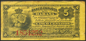 BANCO ESPAÑOL DE LA HABANA. 5 Centavos. 6 de Agosto de 1883. Serie H. (Edifil 2021: 43). MBC.